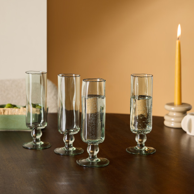 MADE.com Travellers Rest Green Champagne Flutes, Set of 4