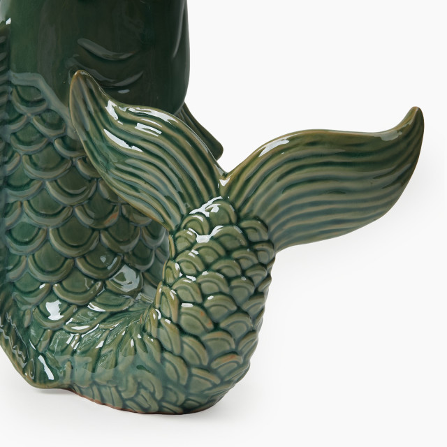 Thread Office Large Teal Ceramic Fish Vase