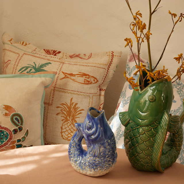 Thread Office Large Teal Ceramic Fish Vase