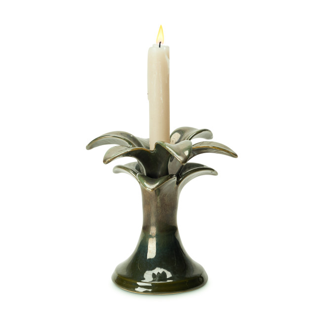 Humble & Mash Ceramic Palm Short Dinner Candle Holder