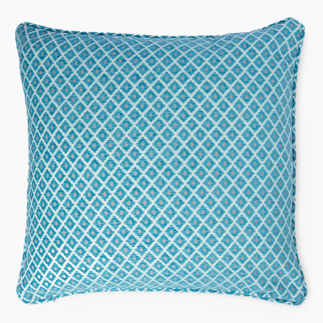 Thread Office Sea Blue Geo Chenille Scatter Cushion Cover, 60cm x 60cm