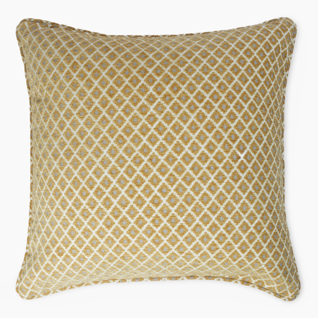 Thread Office Golden Yellow Geo Chenille Scatter Cushion Cover, 60cm x 60cm