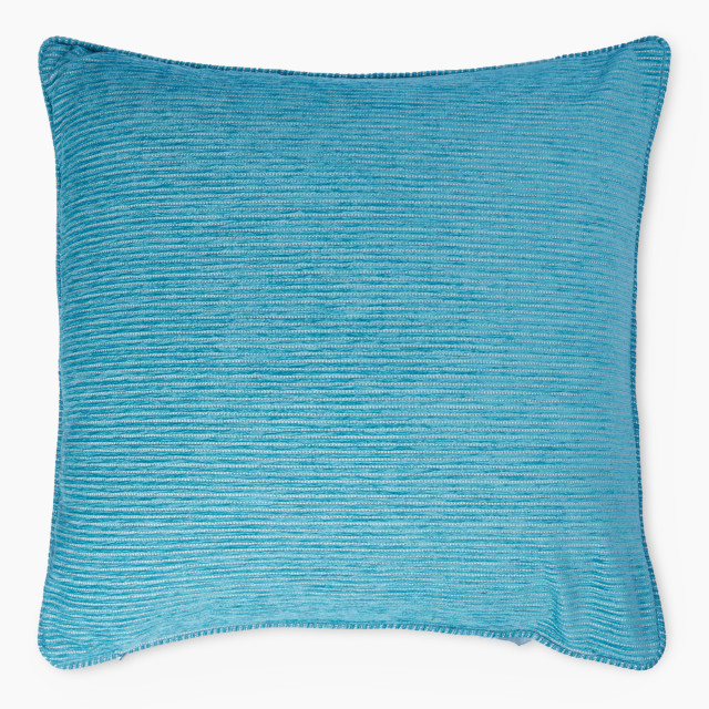 Thread Office Sea Blue Ticking Stripe Chenille Scatter Cushion Cover, 60cm x 60cm