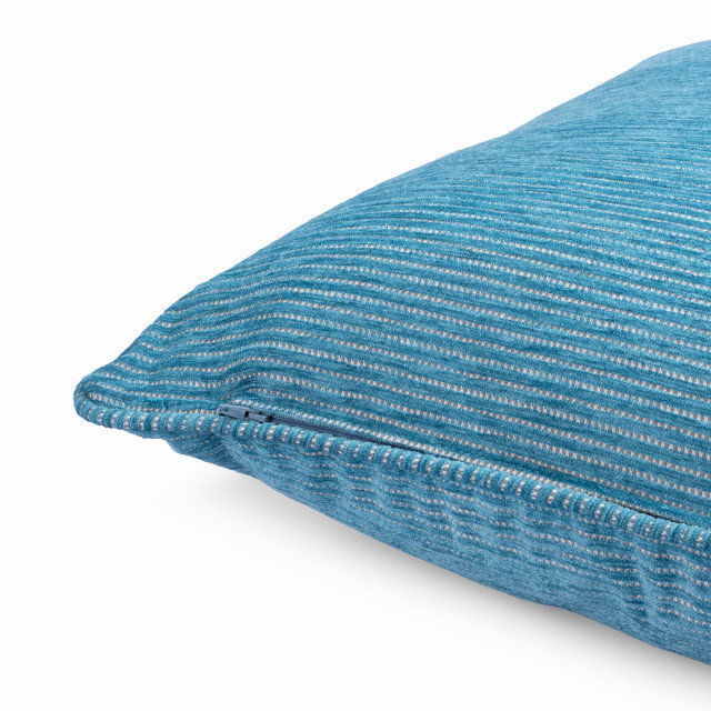 Thread Office Sea Blue Ticking Stripe Chenille Scatter Cushion Cover, 60cm x 60cm