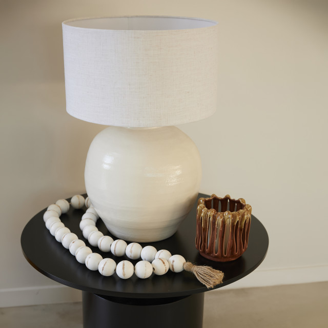 Lifestyle image of Humble & Mash White Beacon Ceramic Table Lamp