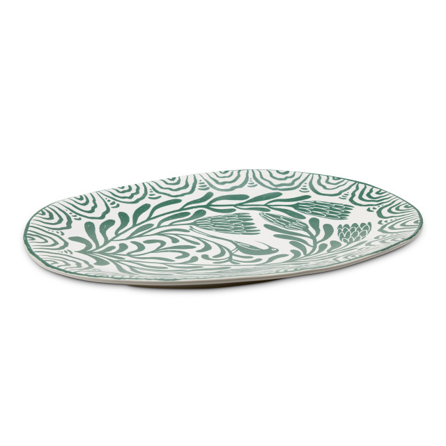 Mervyn Gers Fynbos Oval Platter, 39cm - Green side view