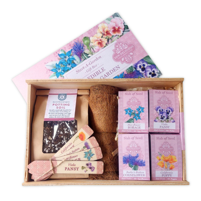 Sow Delicious Start-A-Garden Edible Flower Garden Gift Box