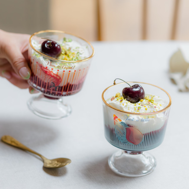 Yvonne Ellen Glass Footed Dessert Bowls, Set of 2