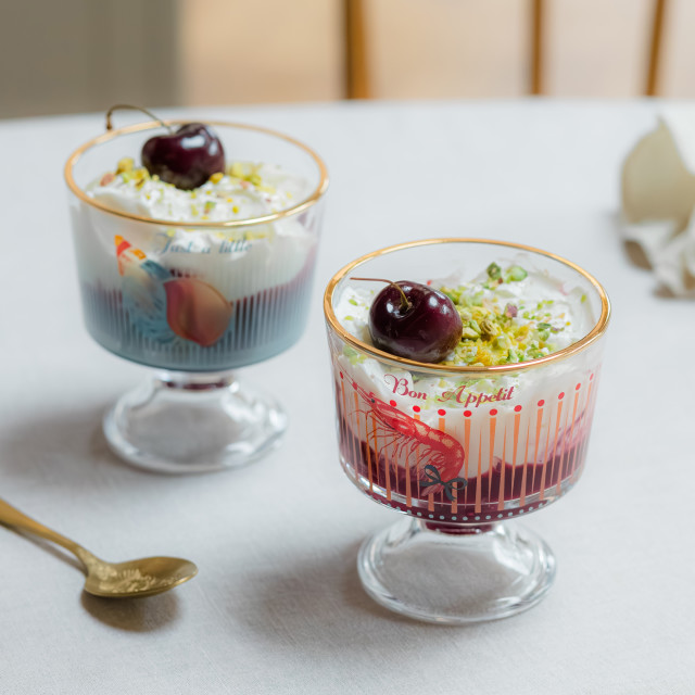 Yvonne Ellen Glass Footed Dessert Bowls, Set of 2
