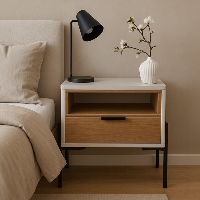 Native Decor Agatha Oak Bedside Table
