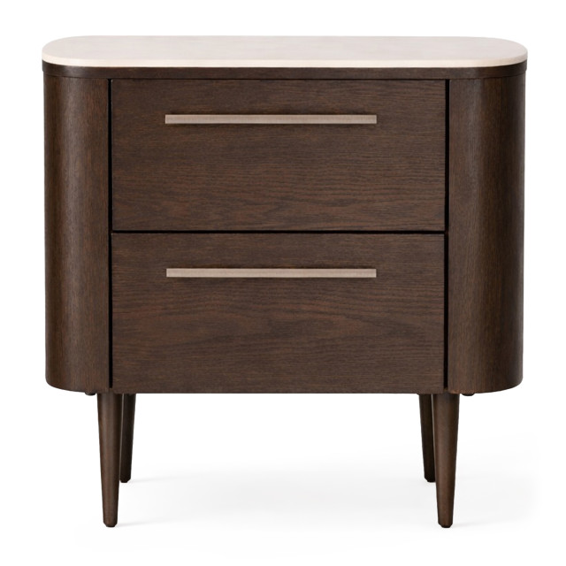 Native Decor Noir Curved Bedside Table - Dark Brown
