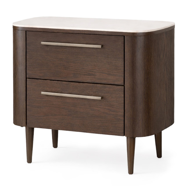 Native Decor Noir Curved Bedside Table - Dark Brown
