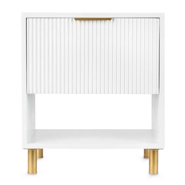 Native Decor Florence Fluted Bedside Table - White