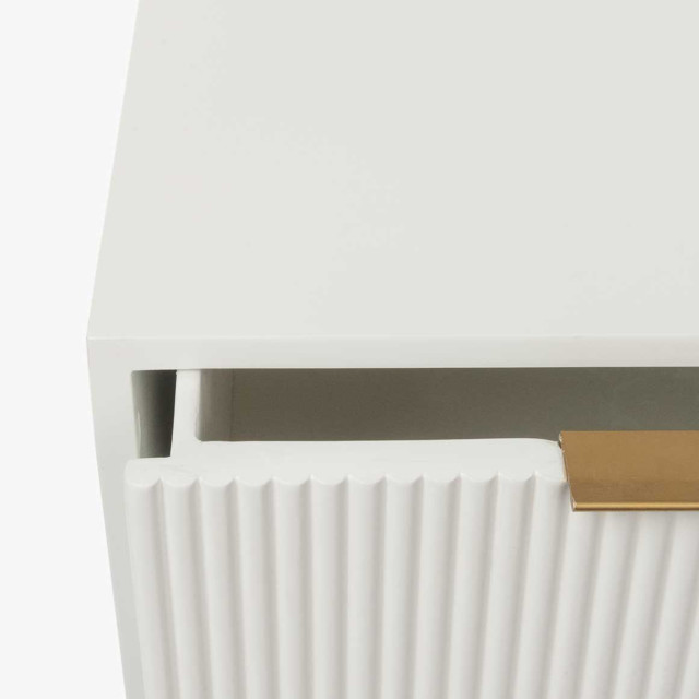 Native Decor Florence Fluted Bedside Table - White