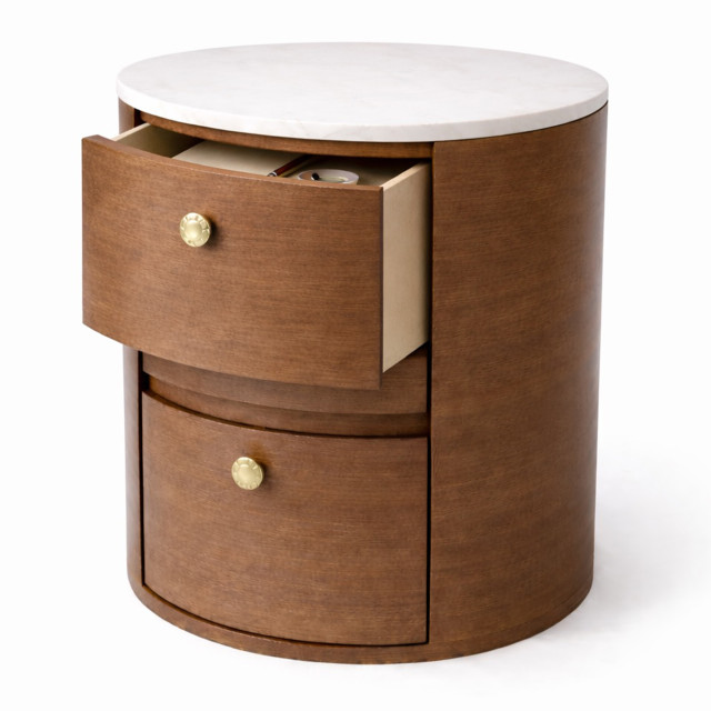 Native Decor Luna Marble Top Bedside Table