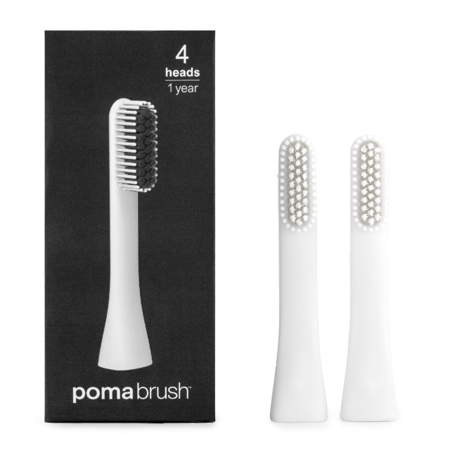 Pomadent Pomabrush Advanced Brush Heads, Pack of 4 - White