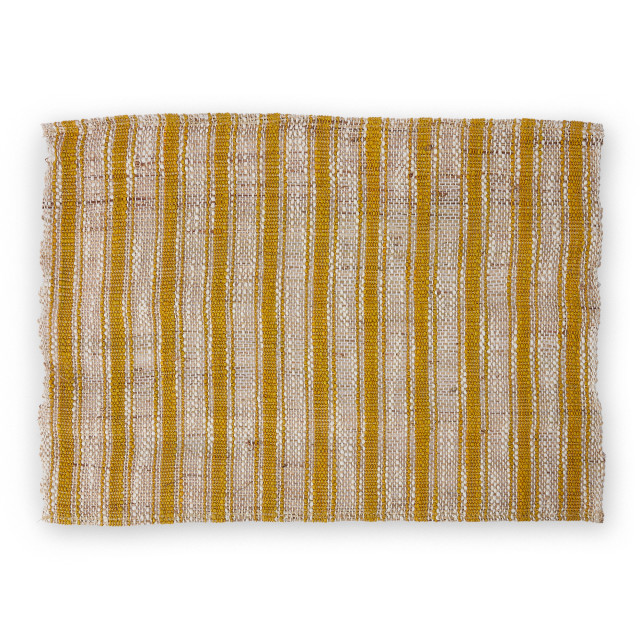 Humble & Mash Striped Mustard Ramie Placemats, Set of 4