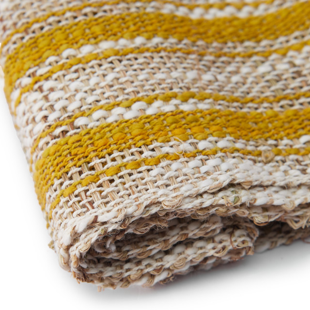 Humble & Mash Striped Mustard Ramie Runner, 220cm