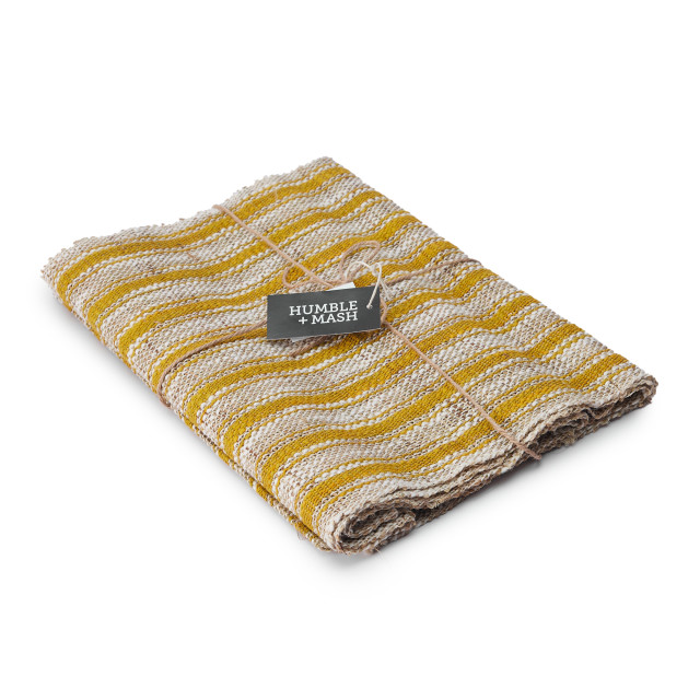 Humble & Mash Striped Mustard Ramie Runner, 220cm