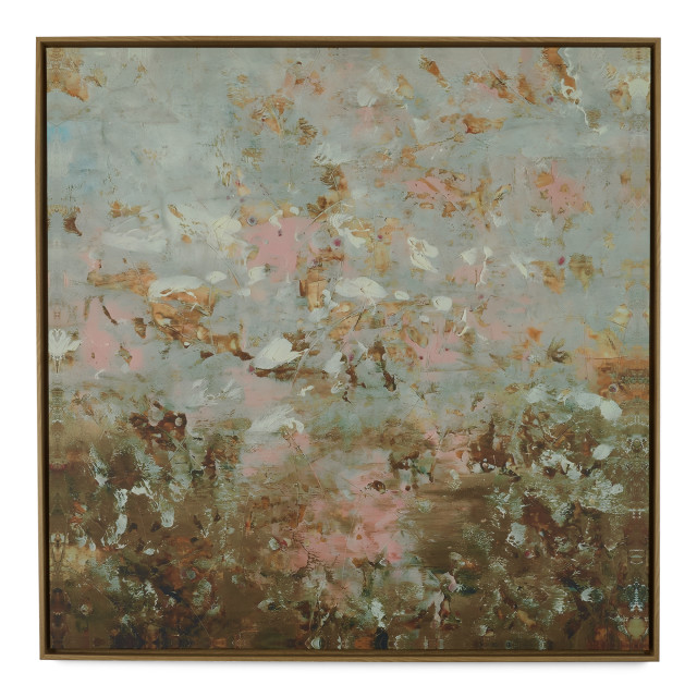 Humble & Mash Framed Square Green Abstract Canvas Wall Art, 90cm x 90cm