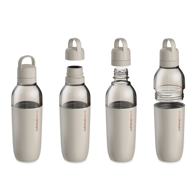 Sodastream Fizz & Go Easy Mix Insulated Stainless Steel Bottle, 710ml - Sand