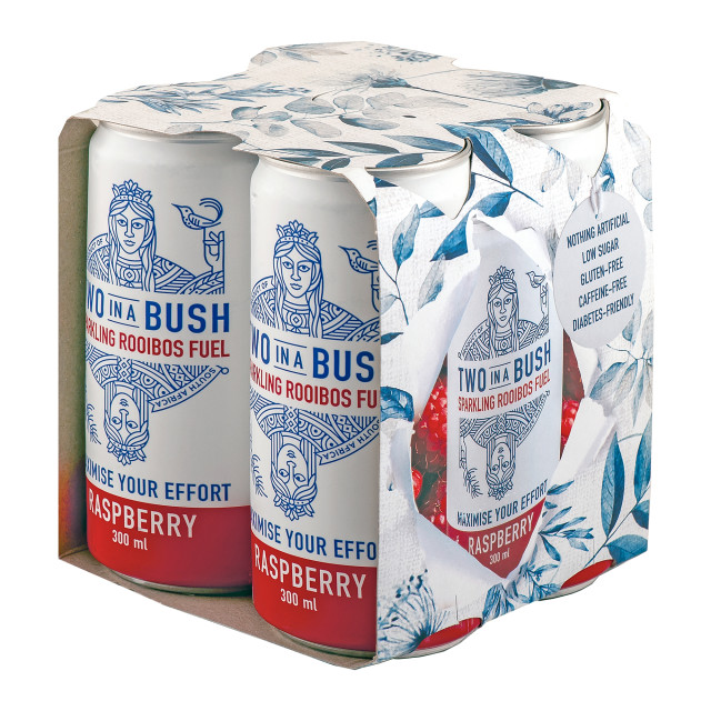 Two in a Bush Rooibos Raspberry Sparkling Fuel, Pack of 6