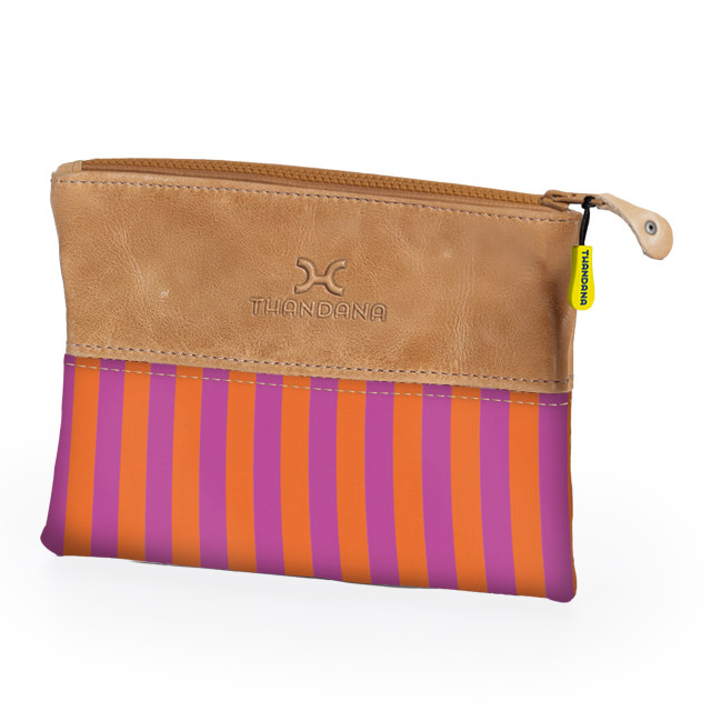 Thandana Laminated Fabric Pouch - Linear Preppy