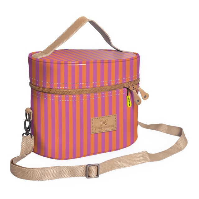 Thandana Bougie Laminated Fabric Vanity Bag - Linear Preppy