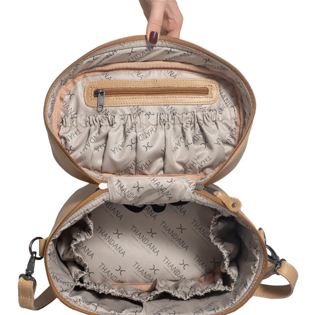 Thandana Bougie Laminated Fabric Vanity Bag - Cheetah Coffee