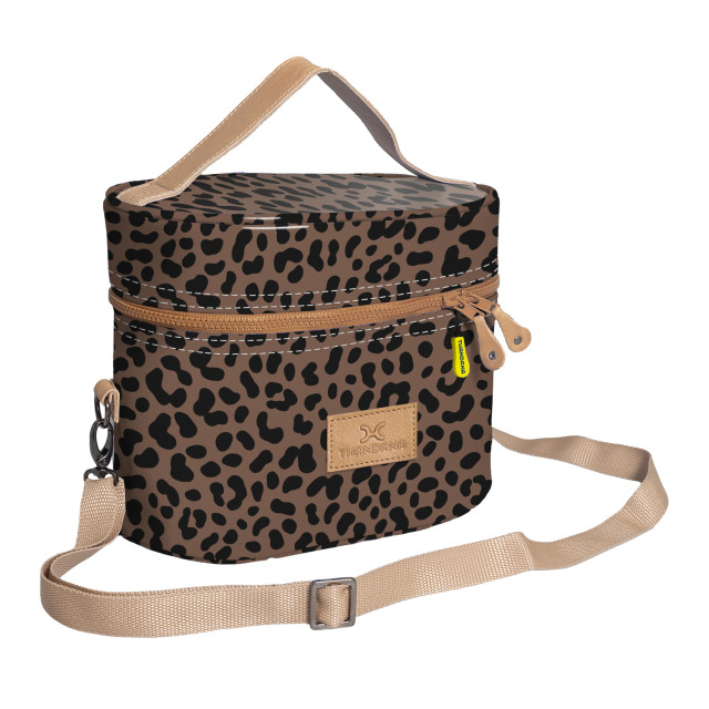 Thandana Bougie Laminated Fabric Vanity Bag - Cheetah Coffee