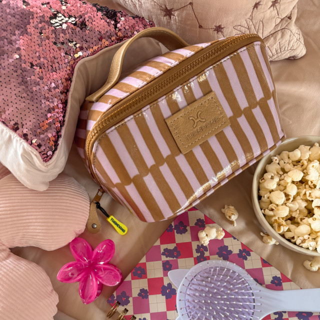 Thandana Laminated Fabric Side Mouth Vanity Bag - Indie Sunset