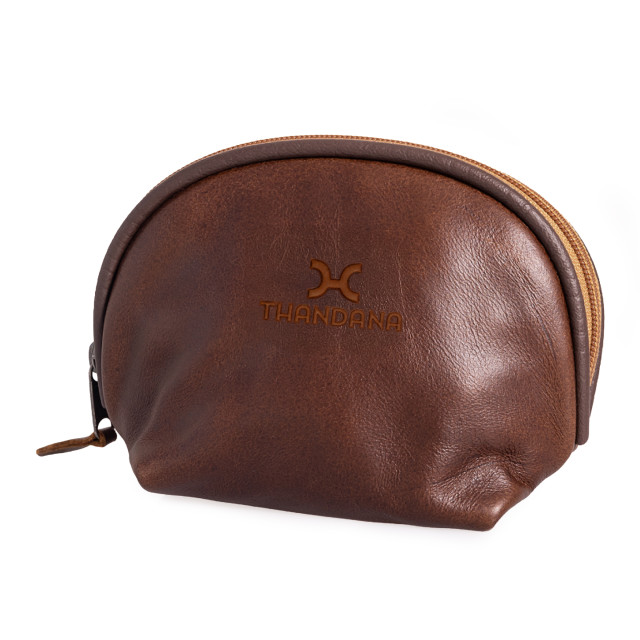 Thandana Leather Make Up Bag - Tobacco Leather