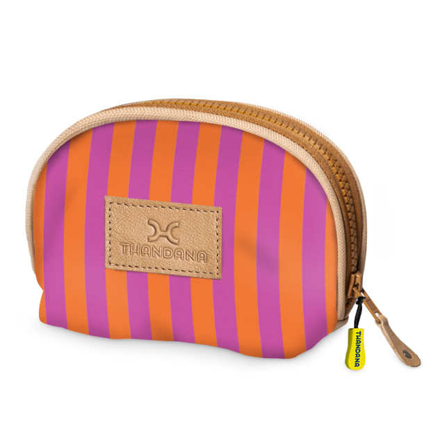Thandana Laminated Fabric Make Up Bag - Linear Preppy