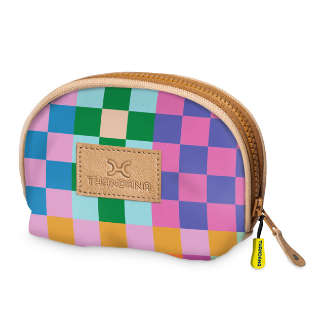 Thandana Laminated Fabric Make Up Bag - Checker Preppy