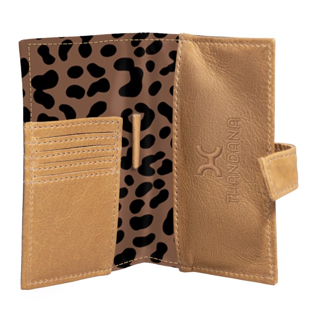 Thandana Laminated Fabric Mini Travel Wallet - Cheetah Coffee
