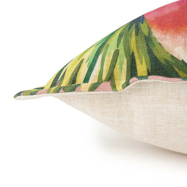 Humble & Mash Fun Toucan In Flight Linen Flax Printed Scatter Cushion with Feather Blend Inner, 60cm x 60cm