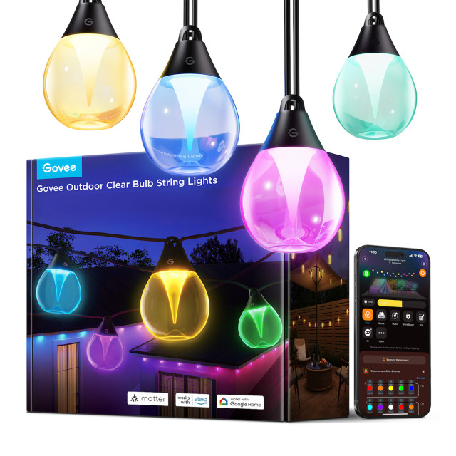 Govee RGBW Outdoor Clear Smart String Lights, 14.6m