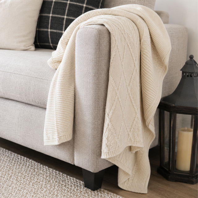 Haven & Hue Diamonds Knitted Throw, 130cm x 170cm