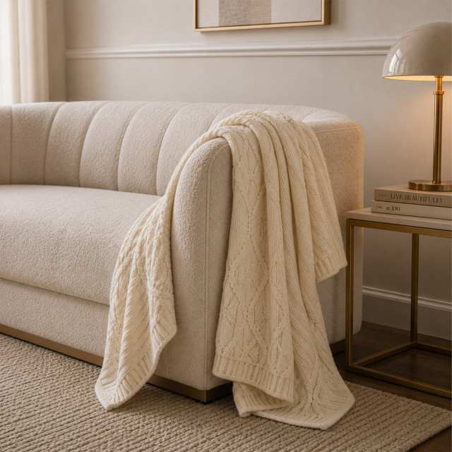 Haven & Hue Diamonds Knitted Throw, 130cm x 170cm