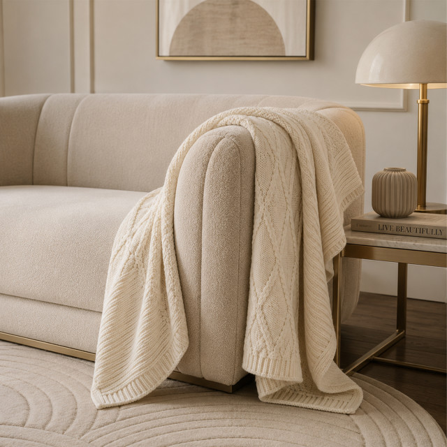 Haven & Hue Diamonds Knitted Throw, 130cm x 170cm