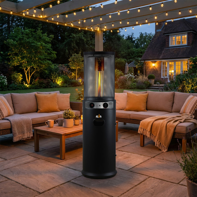 Alva Outdoor Patio Heater with Glass Flame Tube