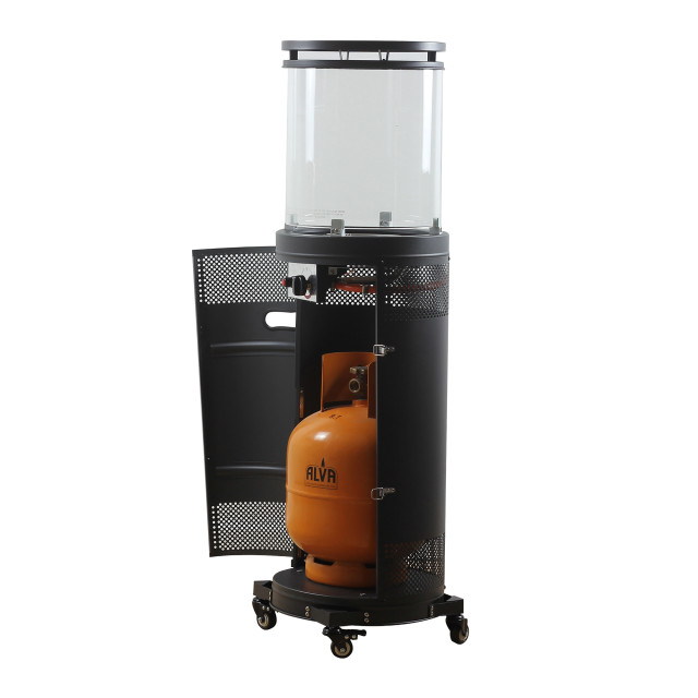 Alva Short Stand Ceramic Log Heater with Lava Rocks