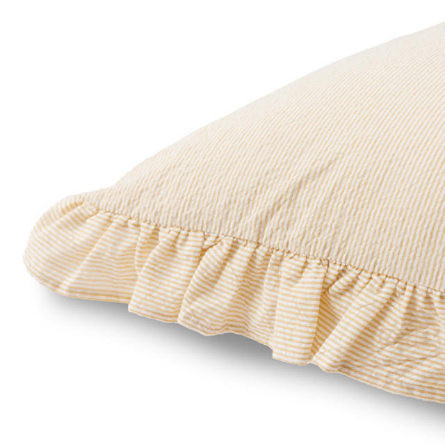 Humble & Mash Pinstripe Seersucker Sunwashed Yellow Bedroom Cushion, 60cm x 60cm