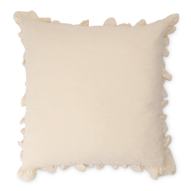 Humble & Mash Pinstripe Seersucker Sunwashed Yellow Bedroom Cushion, 60cm x 60cm