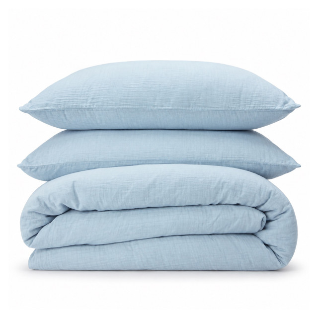 Humble & Mash Blue Muslin Duvet Cover Set - Double