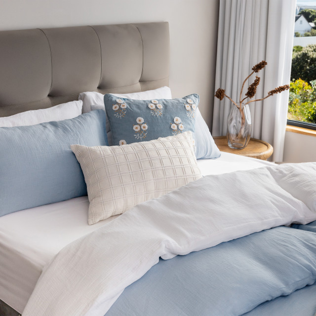 Humble & Mash Blue Muslin Duvet Cover Set - Double