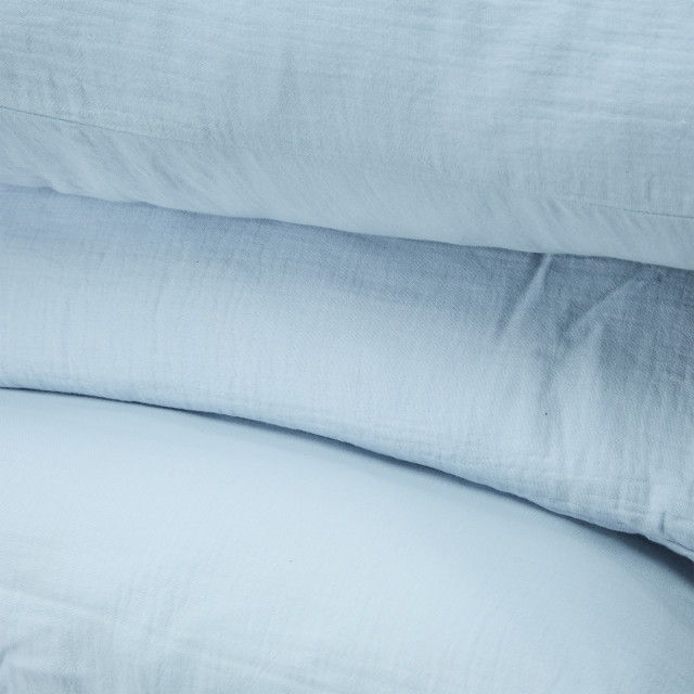 Humble & Mash Blue Muslin Duvet Cover Set - Double