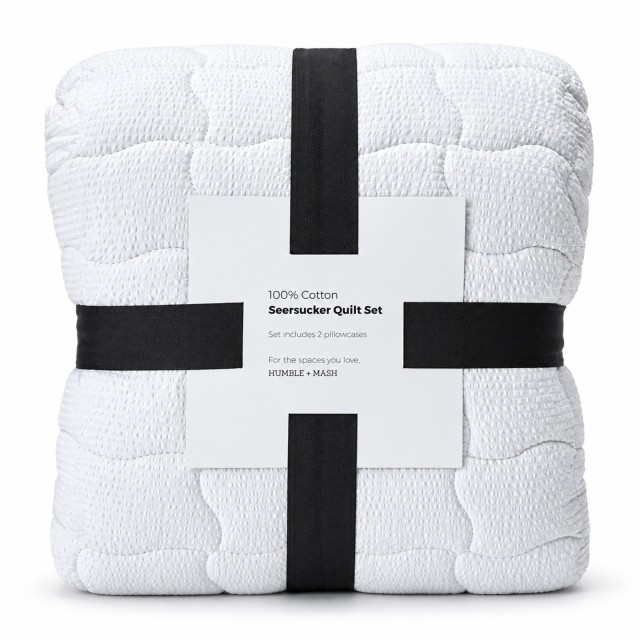 Humble & Mash White Seersucker Quilt Set - Double/Queen