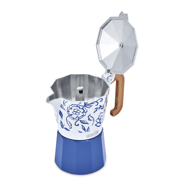 La Cafetiere Blu Fiorato Venice 6-Cup Espresso Maker, 290ml