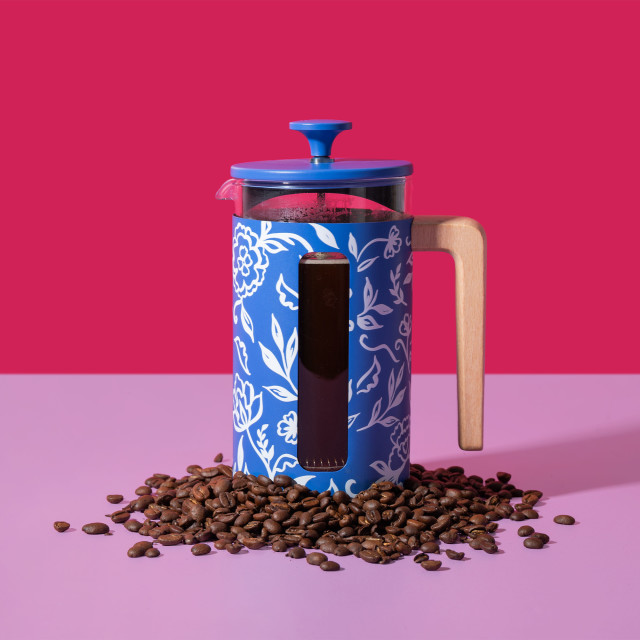 La Cafetiere Blu Fiorato Pisa 8-Cup Cafetiere, 1L